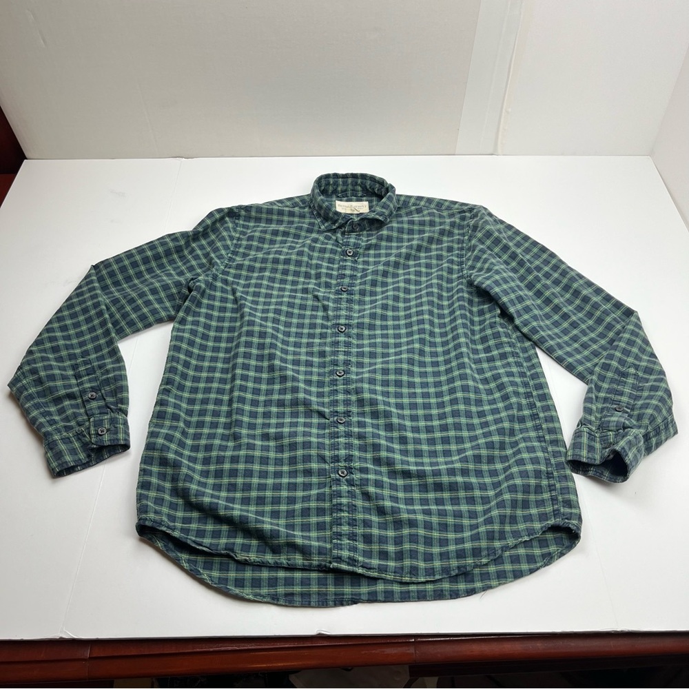 Denim & Supply Ralph Lauren Blue Green Plaid Mens Large Long Sleeve Button Shirt